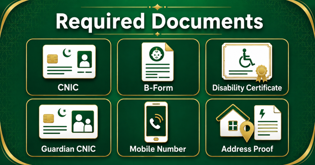 Documents required for disabled person registration in Pakistan
