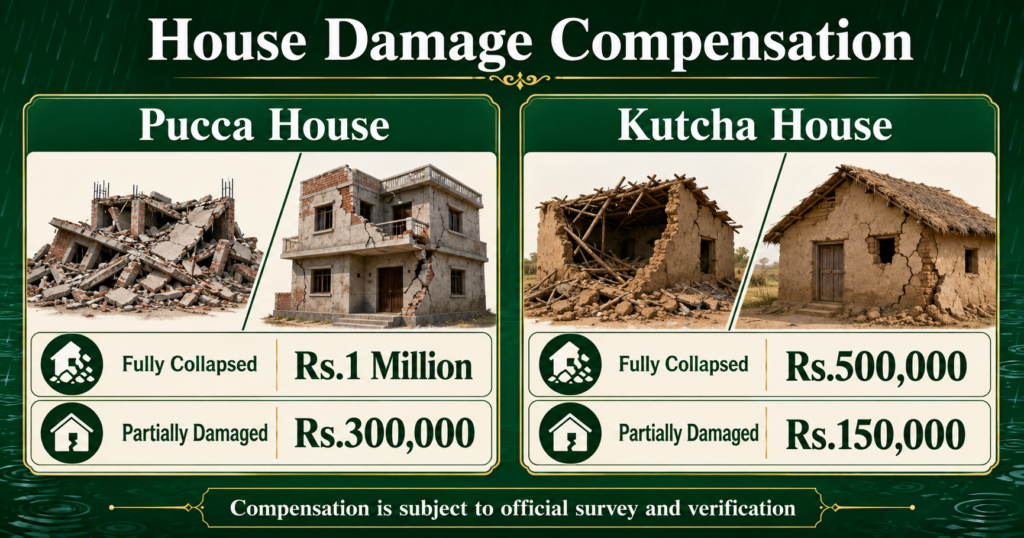 Punjab flood damaged house compensation rates